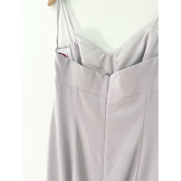 NWT Amsale Angie Bridesmaid Dress Size 10 Gray Dove Crepe Maxi Formal Wedding - Picture 7 of 10